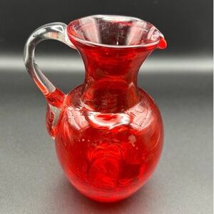 Vintage Red Glass Pitcher Vase